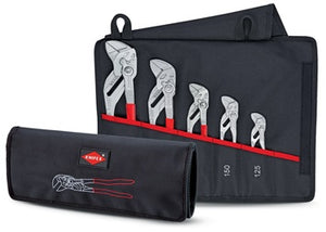 Zangenschlüsselset Inh.5-tlg.verchr.Rolltasche KNIPEX