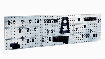 Werkzeughakenset m.Lochplatten Werkzeug-Wandpaneel x 3 + 44Clips