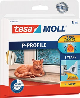 Fenster-/Türmoll tesamoll® 5390 B9mmxH5 5mmxL6m weiß TESA