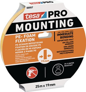 Montageband Mounting PRO PE-Fixation 66957 weiß L.25m B.19mm TESA