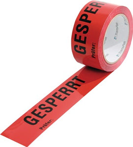 Warnklebeband PP Gesperrt L.66 m B.50mm rot Rl.TRANSPAK