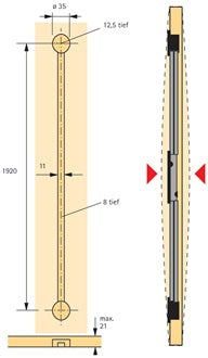 Ausrichtbeschlag Ku./STA Türhöhe max. 2600mm ab 16mm Hettich