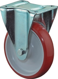 Bockrolle D.100mm Trgf.125kg Guß-PU Platte L104xB80mm BS ROLLEN