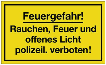 Hinweiszeichen Feuergefahr L250xB150mm gelb schwarz Ku.
