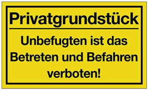Hinweiszeichen Privatgrundstück L400xB250mm gelb schwarz Ku.