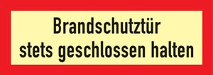 Brandschutzzeichen DIN 4066 L297xB105mm Brandschutztür stets geschl.halten Folie
