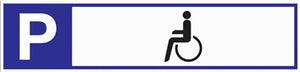 Parkplatzbeschilderung Parkplatz f.Behinderte L460xB110mm Alu.weiß/blau/schwarz