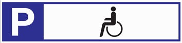 Parkplatzbeschilderung Parkplatz f.Behinderte L460xB110mm Alu.weiß/blau/schwarz