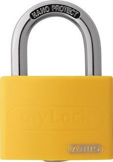 Zylindervorhangschloss T65AL/40 gelb Lock-Tag Schlossk.-B.43mm Alu.versch.-schl.