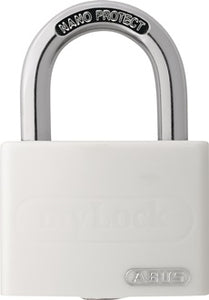Zylindervorhangschloss T65AL/40 weiß Lock-Tag Schlossk.-B.43mm Alu.versch.-schl.