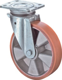 Lenkrolle D.150mm Trgf.250kg m.Platte Guß-PUR BS ROLLEN