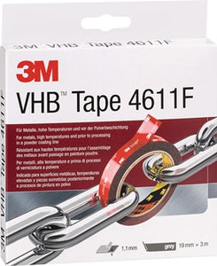 Montageband VHB Tape 4611F dunkelgrau L.3m B.19mm Rl.3M