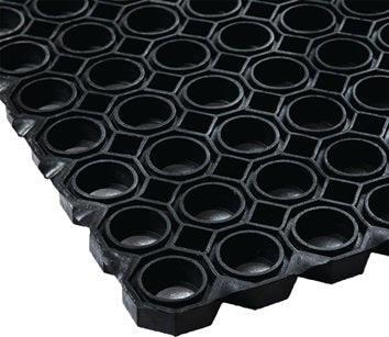 Gum.Wabenmatte B.1m L.1 5m D.22mm schwarz NR/SBR o.Gewebeeinlage