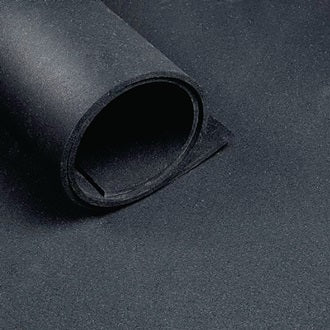 Sportbodenbelag B.1 25m L.10m D.6mm schwarz NR/SBR o.Gewebeeinlage