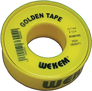 PTFE Dichtband Golden Tape L12m B12 7mm D0 1mm 100g/m² Spule WEKEM