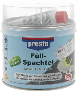 2K-Füllspachtel prestolith® plastic ocker Härter rot 1000g Dose PRESTO