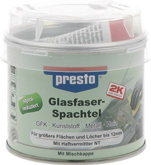 2K-Glasfaserspachtel prestolith® ext.grau-grün Härter rot 250g Dose PRESTO