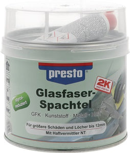 2K-Glasfaserspachtel prestolith® ext.grau-grün Härter rot 1000g Dose PRESTO