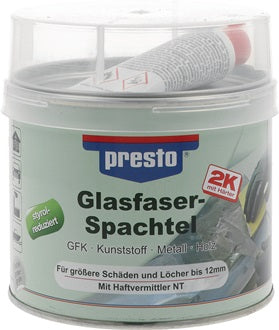 2K-Glasfaserspachtel prestolith® ext.grau-grün Härter rot 1000g Dose PRESTO