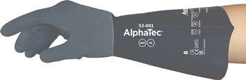 Chemiehandschuhe AlphaTec 53-001 Gr.9 grau/schwarz EN 388 EN 374 EN 407 6 PA