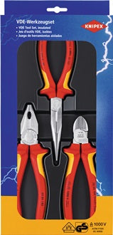 Zangensatz Elektro-Paket Inh.3tlg.VDE verchr.Kunststofftiefziehteil KNIPEX