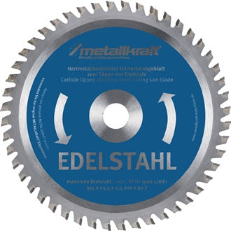 Metallkreissägeblatt VA D.355mm B.2 4mm HM Bohrungs-D.25 4mm Z.90 METALLKRAFT