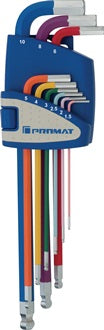 Winkelschraubendrehersatz 9-tlg.Ku.-Halter SW 1 5-10mm lang  Kugelkopf PROMAT