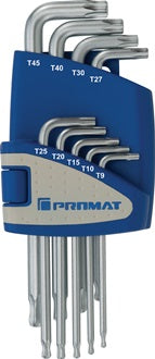 Winkelschraubendrehersatz 9tlg.T9-T45 m.Kugelkopf Ku.-Halter PROMAT