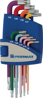Winkelschraubendrehersatz 9tlg.T9-T45 farbcodiert Ku.-Halter PROMAT