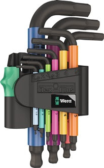 Winkelschraubendrehersatz 950/9 9-tlg.Ku.-Halter SW 1 5-10mm kurz Kugelk.WERA