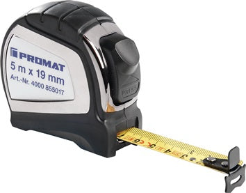 Taschenrollbandmaß L.5m B.19mm mm/cm EG II 2K Automatic PROMAT
