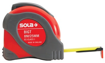 Taschenrollbandmaß BIG T L.8m B.25mm mm/cm EG I Ku.Stopptaste SOLA