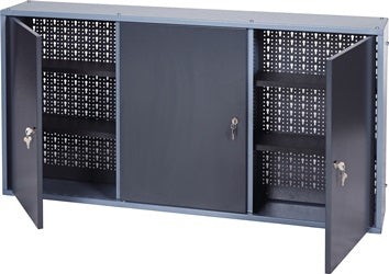Werkzeugschrank H600xB1200xT200mm silber anth.3 Lochrückwände 3 Türen