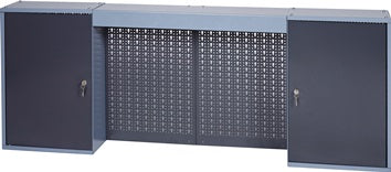 Werkzeugschrank H600xB1600xT200mm silber anth.4 Lochrückwände 2 Türen