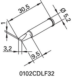 Lötspitze Ser.102 meißelförmig B.3 2mm 0102 CDLF32/SB ERSA