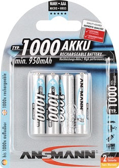 Akkuzelle 1 2 V 1000 mAh R03-AAA-Micro HR03 4 4St./Blister ANSMANN