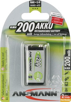 Akkuzelle maxE 8 4 V 200 mAh 9V E-Block HR9V 1 1St./Blister ANSMANN
