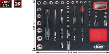 Werkzeugmodul V5115 80-tlg.Steckschlüsseleinsätze 4-14/4-32mm VIGOR