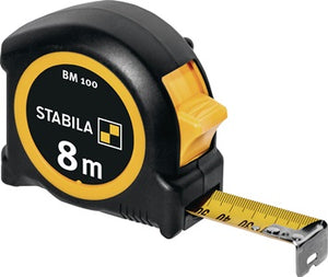 Taschenrollbandmaß BM 100 L.8m B.25mm mm/mm EG II ABS/TPE 1000er-Skala STABILA