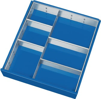 Schubladenunterteilungsmaterial Front-H.120-150mm 1 Trenn- u.4 Steckw.PROMAT