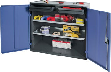 Werkzeug-/Beistellschrank H1000xB1000xT500mm 2 Schubl. 2 BD grau/blau NCS PROMAT