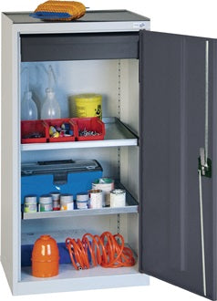 Werkzeug-/Beistellschrank H1000xB500xT500mm 1Schubl. 2BD lichtgrau/anthrazitgrau