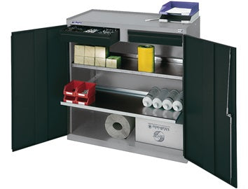 Werkzeug-/Beistellschrank H1000xB1000xT500mm 2Schubl.2BD lichtgrau/anthrazitgrau