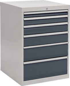 Schubladenschrank H1019xB705xT736mm lichtgrau/grau 6 Schubl.Vollauszug