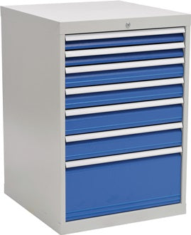 Schubladenschrank H1019xB705xT736mm grau/blau 2x75 2x100 2x125 1x300mm Schubl.