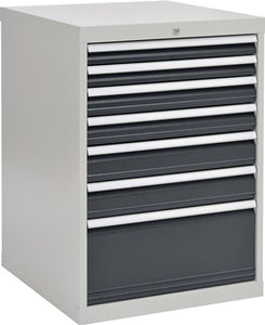 Schubladenschrank H1019xB705xT736mm grau/anthr. 2x75 2x100 2x125 1x300mm Schubl.