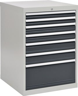 Schubladenschrank H1019xB705xT736mm grau/anthr. 2x75 2x100 2x125 1x300mm Schubl.