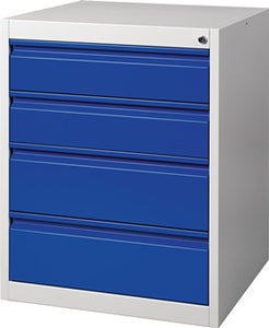 Schubladenschrank BK 600 H800xB600xT600mm grau/blau 4 Schubl.Einfachauszug