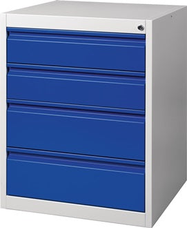 Schubladenschrank BK 600 H800xB600xT600mm grau/blau 4 Schubl.Einfachauszug
