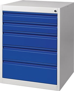 Schubladenschrank BK 600 H800xB600xT600mm grau/blau 5 Schubl.Einfachauszug